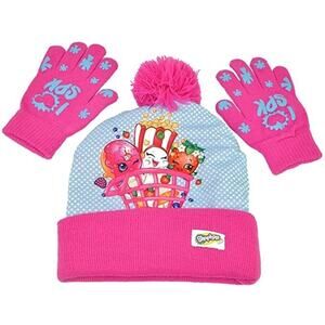 Beanie Cap - Shopkins - Pink+White w/Gloves Kids/Youth Set 214804